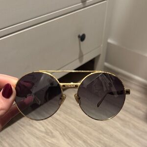 Versace Gold Frame Sunglasses with Dark Lenses